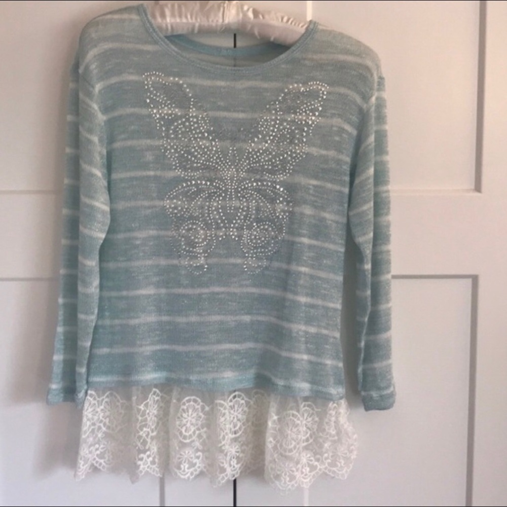 Sequined Butterfly/Lace lightweight sweater